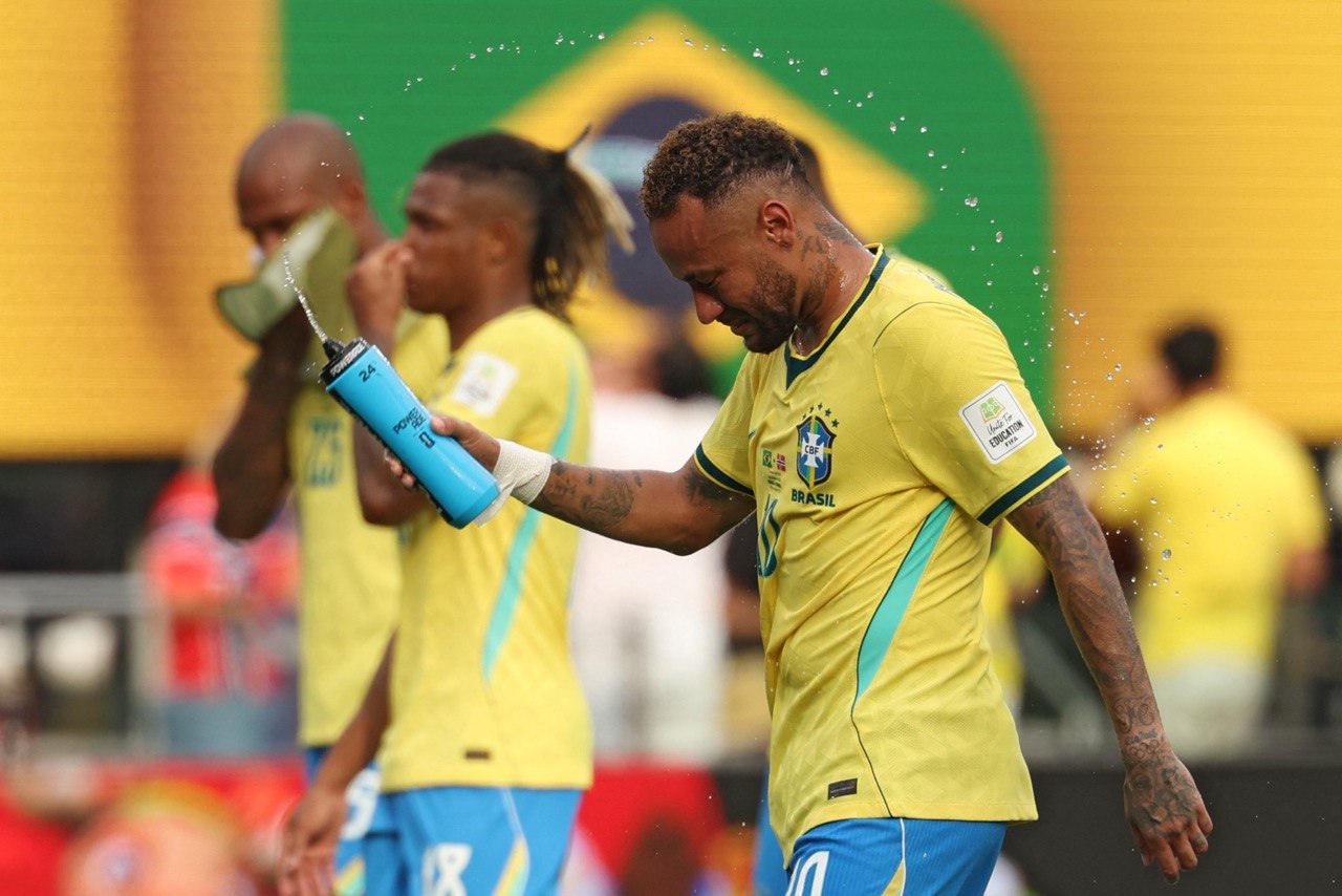 A dejected Neymar after Brazil's Round-of-16 exit